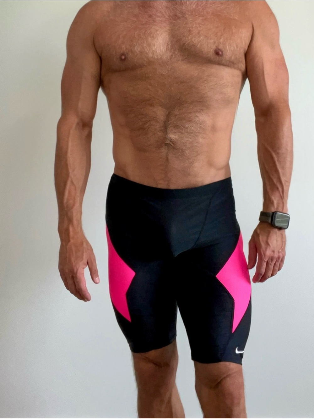 Nike Men’s Swim Hybrids Black with Pink Panels, Size 34, Excellent condition